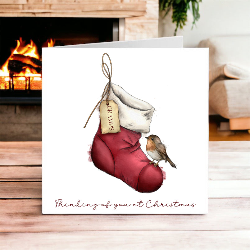 Christmas stocking thinking of you card