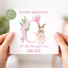 Load image into Gallery viewer, Pink Flopsy bunny birthday card
