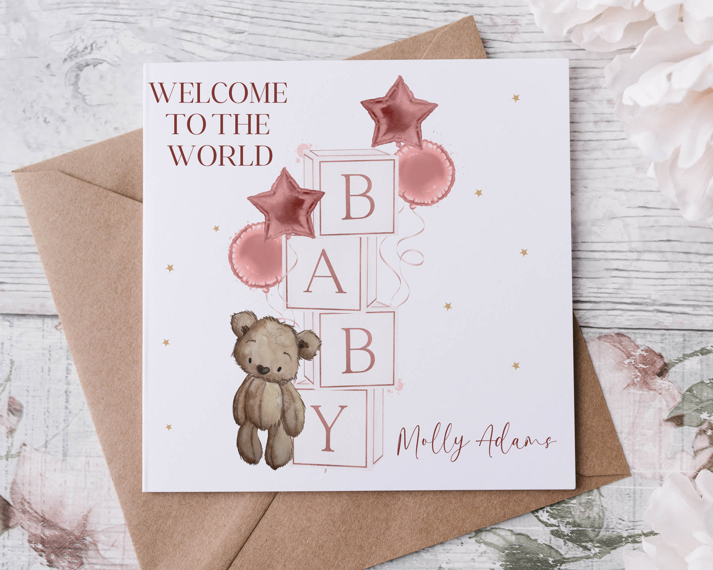 New Baby Blocks Greeting Card - Rosegold