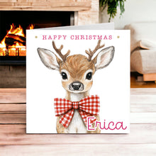 Load image into Gallery viewer, Reindeer with Bow Christmas  card

