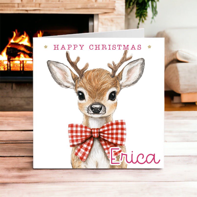 Reindeer with Bow Christmas  card