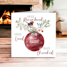 Load image into Gallery viewer, Robin Bauble Thinking of you Christmas Card
