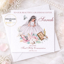 Load image into Gallery viewer, Personalised First Holy Communion Card for Granddaughter, Daughter, Goddaughter
