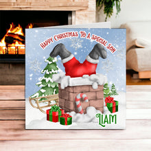 Load image into Gallery viewer, Santa in the chimney Christmas card
