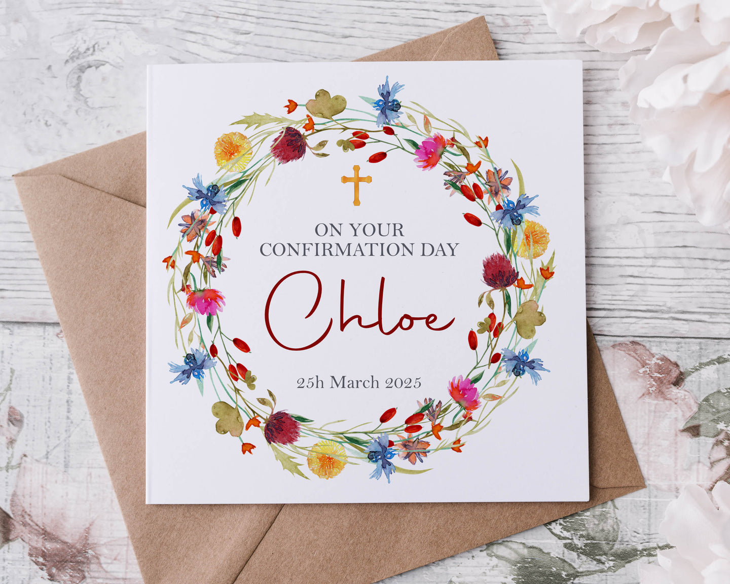 Confirmation Floral  Wreath Greeting Card
