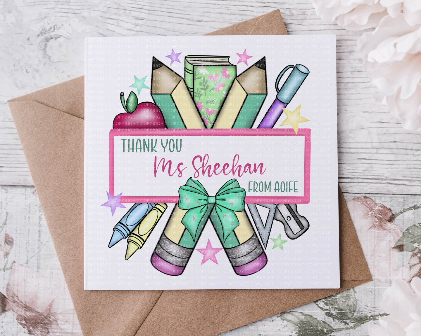 Best Teacher Stationary Card