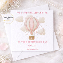 Load image into Gallery viewer, Christening/Baptism Card Hot Air Balloon Pink or Blue

