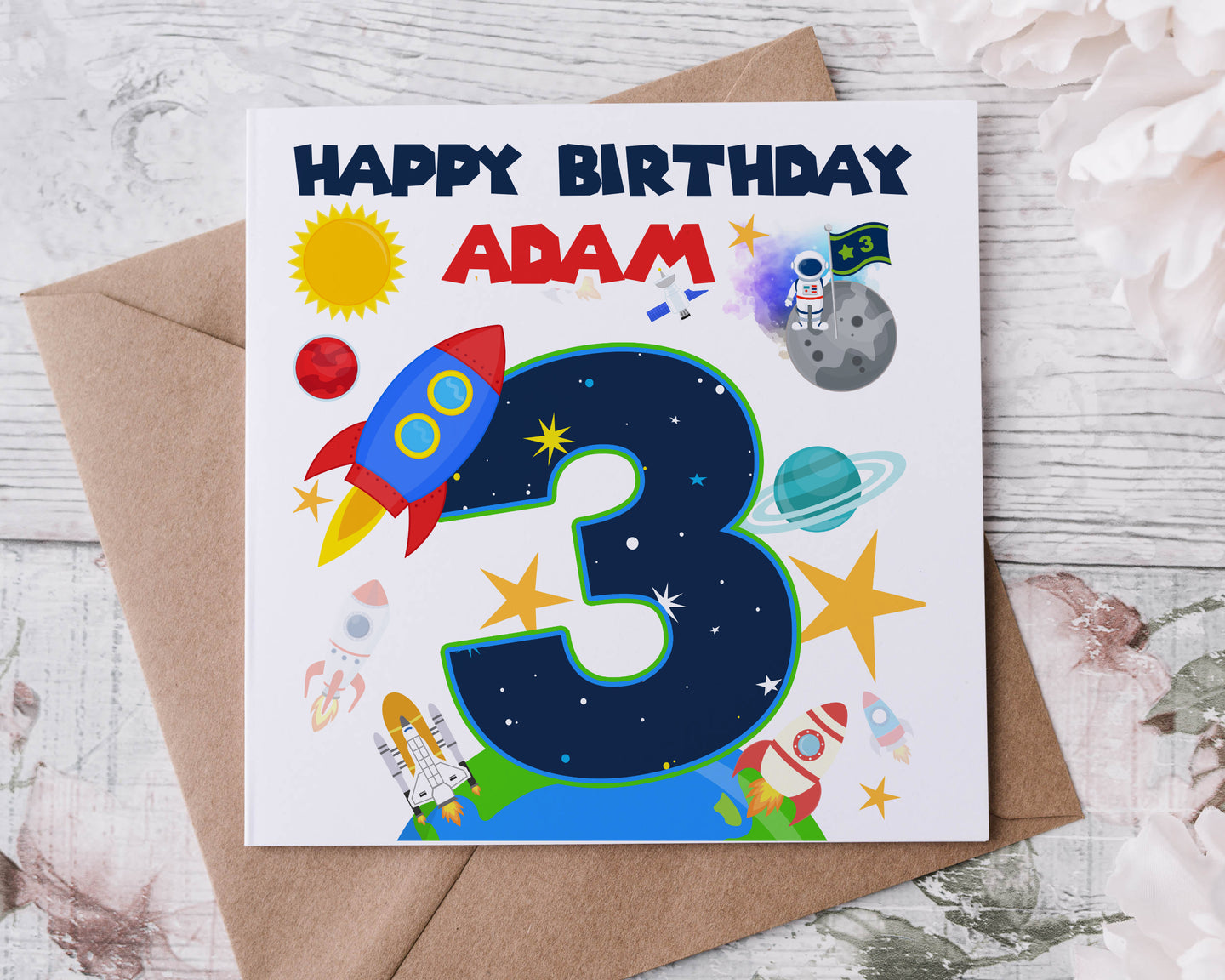 Space Number Greeting Card