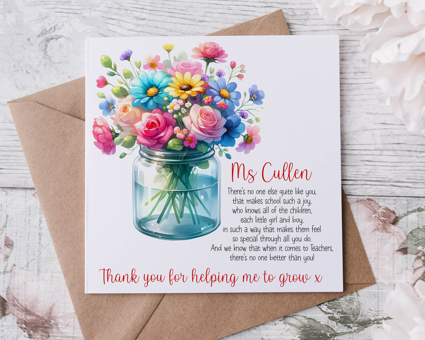 Thank you SNA/Teacher Floral Vase