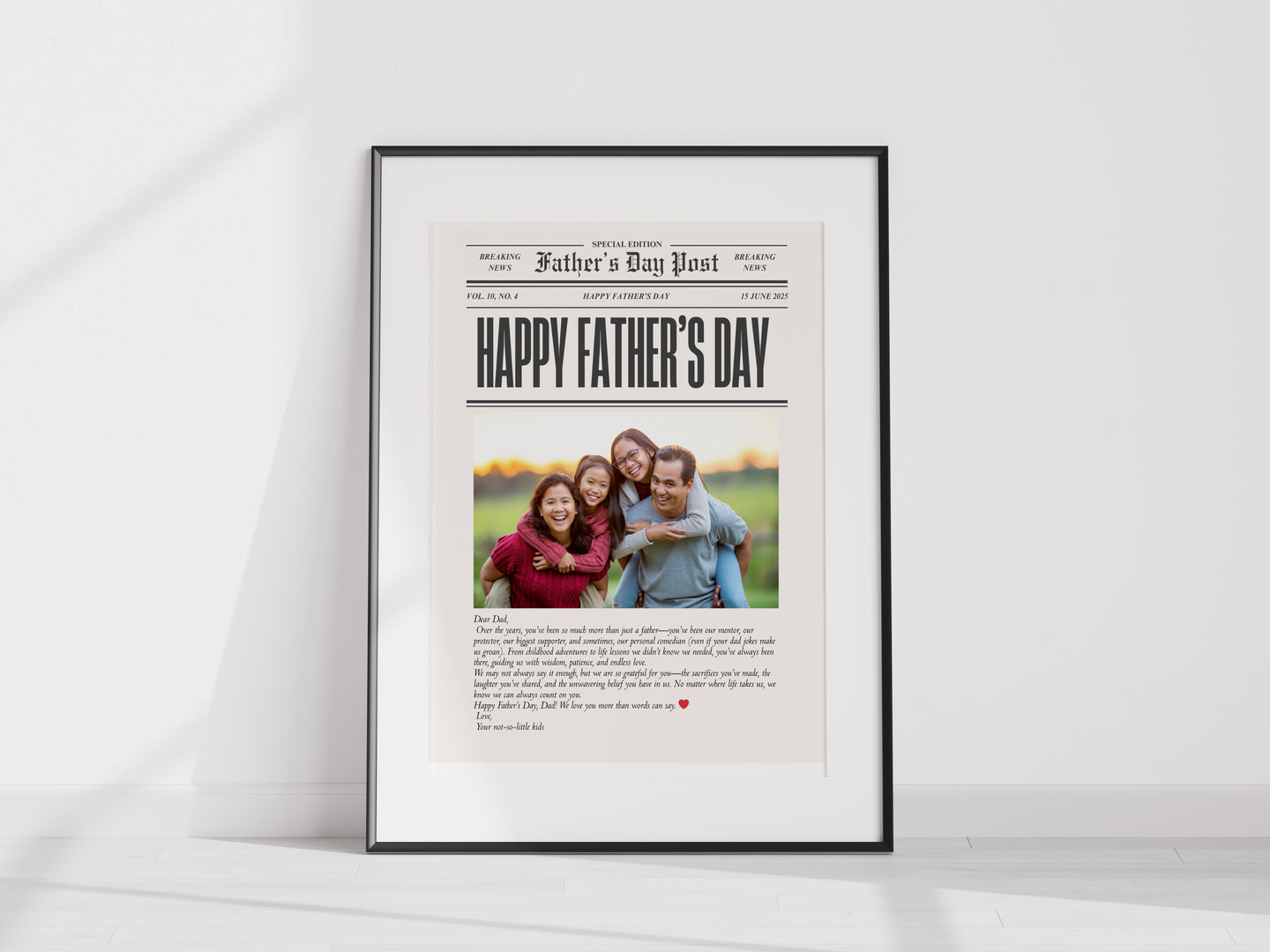 Dad Newspaper Unframed Print  - STYLE 1