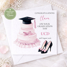Load image into Gallery viewer, Pink Graduate Card - Mortar Board Cake
