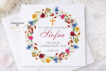 Load image into Gallery viewer, Colourful Flower Wreath Communion Greeting Card
