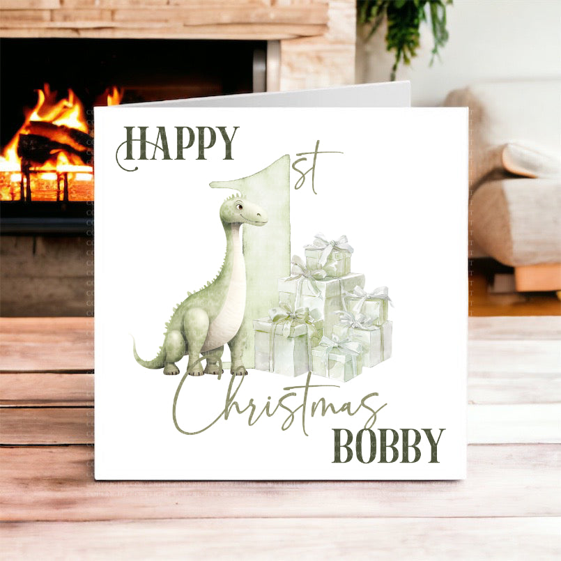 Baby's First Christmas  Dinosaur Christmas Card