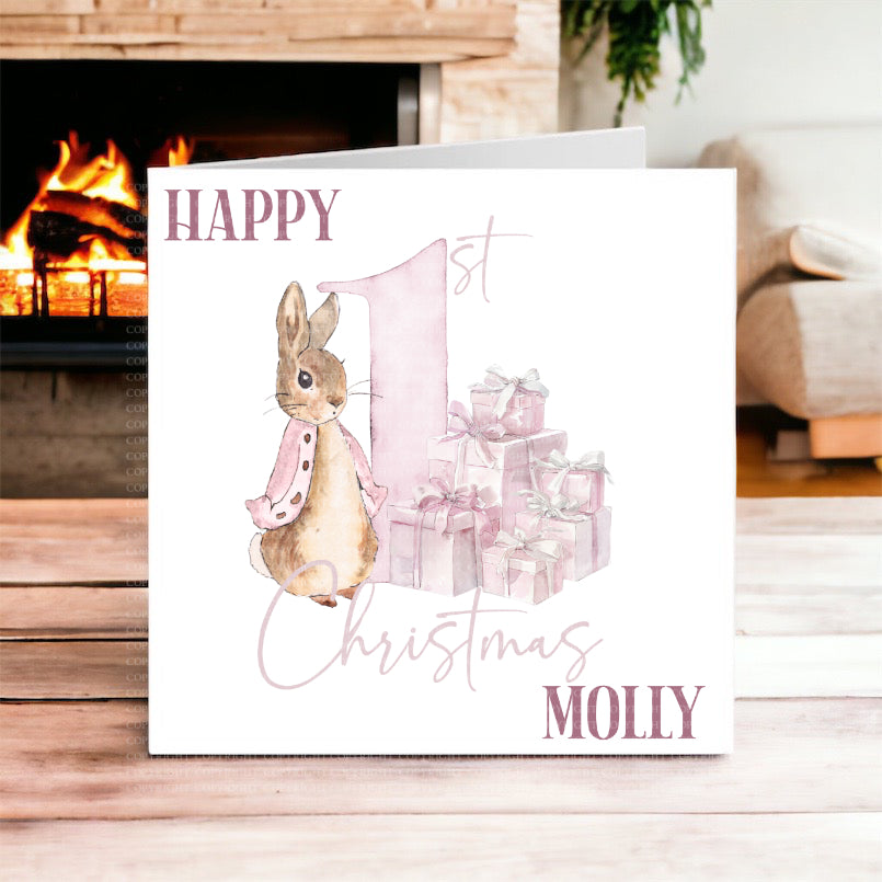 Baby's First Christmas Bunny - Christmas Card