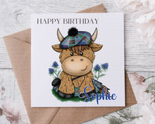 Load image into Gallery viewer, Highland Coo Card - Tartan
