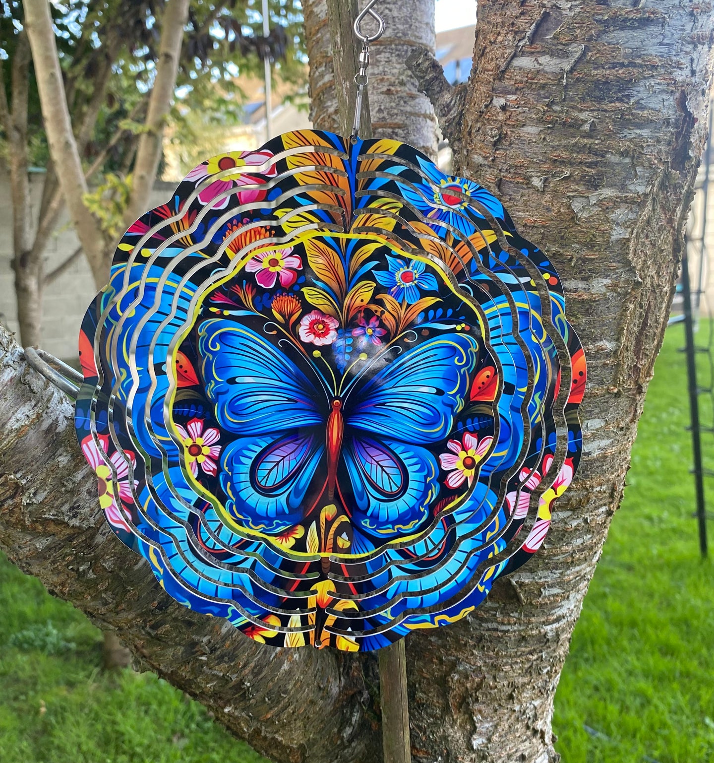 Blue Butterfly Wind Spinner