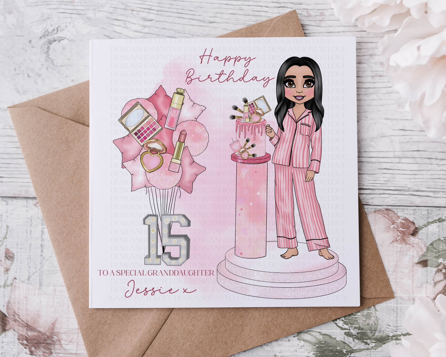 Make Up Doll Birthday Card - Style 2