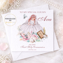 Load image into Gallery viewer, Personalised First Holy Communion Card for Granddaughter, Daughter, Goddaughter
