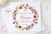 Load image into Gallery viewer, Colourful Flower Wreath Communion Greeting Card
