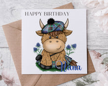 Load image into Gallery viewer, Highland Coo Card - Tartan
