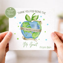 Load image into Gallery viewer, Best Teacher in the world Thank you card
