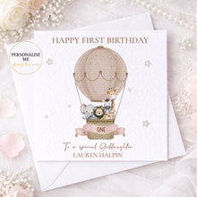 Load image into Gallery viewer, First Birthday Card- Hot Air Balloon Safari
