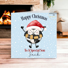 Load image into Gallery viewer, Football character christmas card
