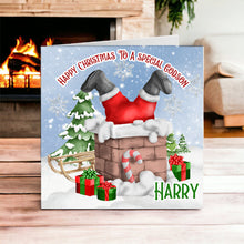 Load image into Gallery viewer, Santa in the chimney Christmas card
