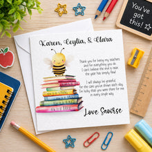 Load image into Gallery viewer, Teacher Thank you Card - Bee design
