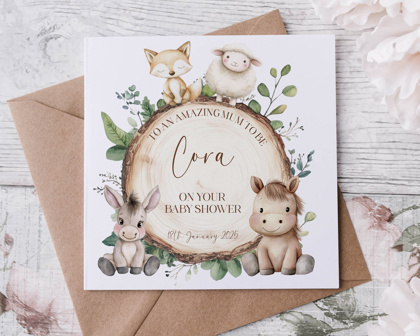 Baby Shower Card  -Log slice