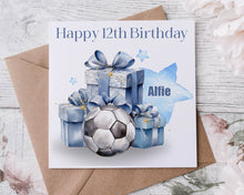 Load image into Gallery viewer, Blue Football Design Birthday Card
