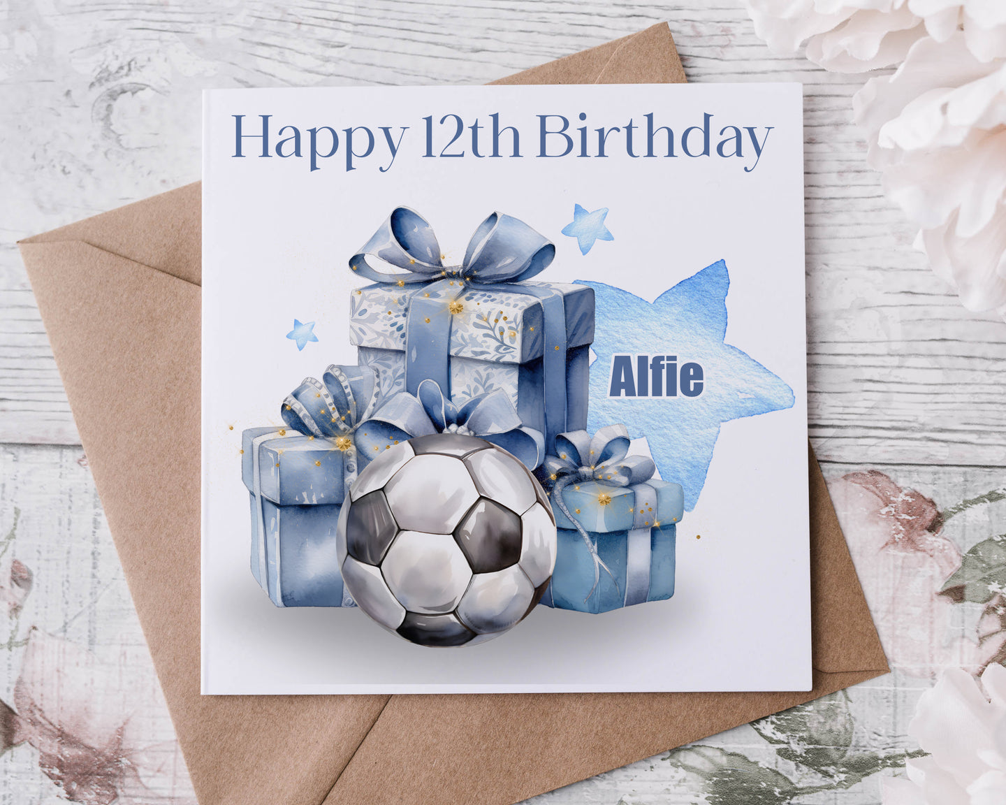 Blue Football Design Birthday Card
