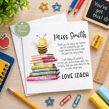 Load image into Gallery viewer, Teacher Thank you Card - Bee design
