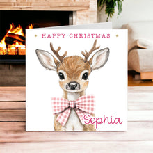 Load image into Gallery viewer, Reindeer with Bow Christmas  card
