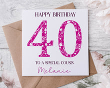 Load image into Gallery viewer, Pink Floral Number Birthday Card
