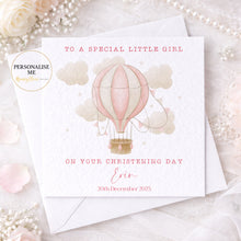 Load image into Gallery viewer, Christening/Baptism Card Hot Air Balloon Pink or Blue
