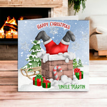 Load image into Gallery viewer, Santa in the chimney Christmas card
