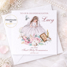 Load image into Gallery viewer, Personalised First Holy Communion Card for Granddaughter, Daughter, Goddaughter
