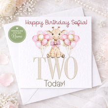 Load image into Gallery viewer, Baby Giraffe  Birthday Card- Age 1-3 PINK
