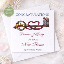 Load image into Gallery viewer, New Home Greeting Card  - Burgundy Ribbon
