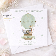 Load image into Gallery viewer, First Birthday Card- Hot Air Balloon Safari
