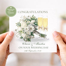Load image into Gallery viewer, Wedding Card  - Champagne with Bouquet
