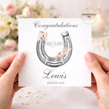 Load image into Gallery viewer, Personalised Horseshoe Wedding Card
