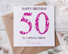 Load image into Gallery viewer, Pink Floral Number Birthday Card

