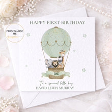 Load image into Gallery viewer, First Birthday Card- Hot Air Balloon Safari
