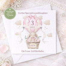 Load image into Gallery viewer, Pink Hot Air Bunny Balloon Birthday Card
