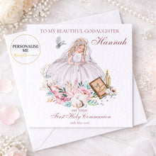 Load image into Gallery viewer, Personalised First Holy Communion Card for Granddaughter, Daughter, Goddaughter
