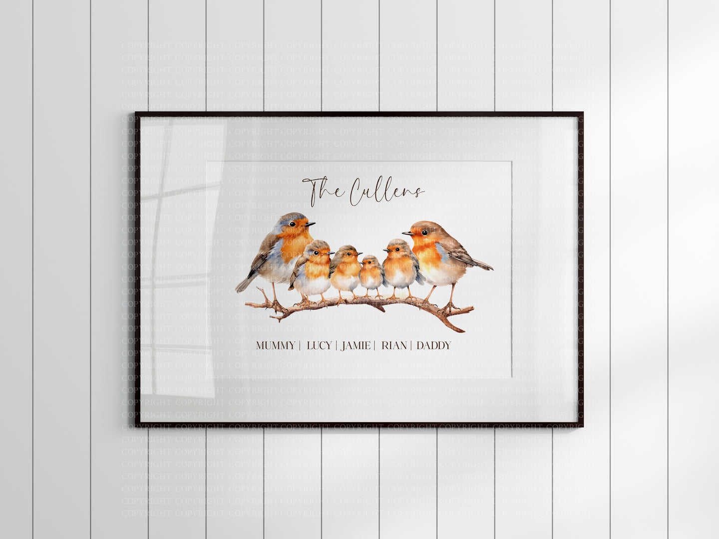 Robin Family Unframed Print A4 or A3