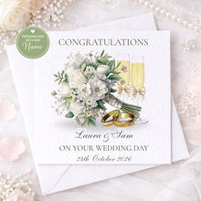 Load image into Gallery viewer, Wedding Card  - Champagne with Bouquet
