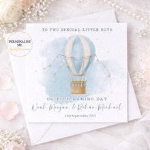 Load image into Gallery viewer, Christening/Baptism Card Hot Air Balloon Pink or Blue
